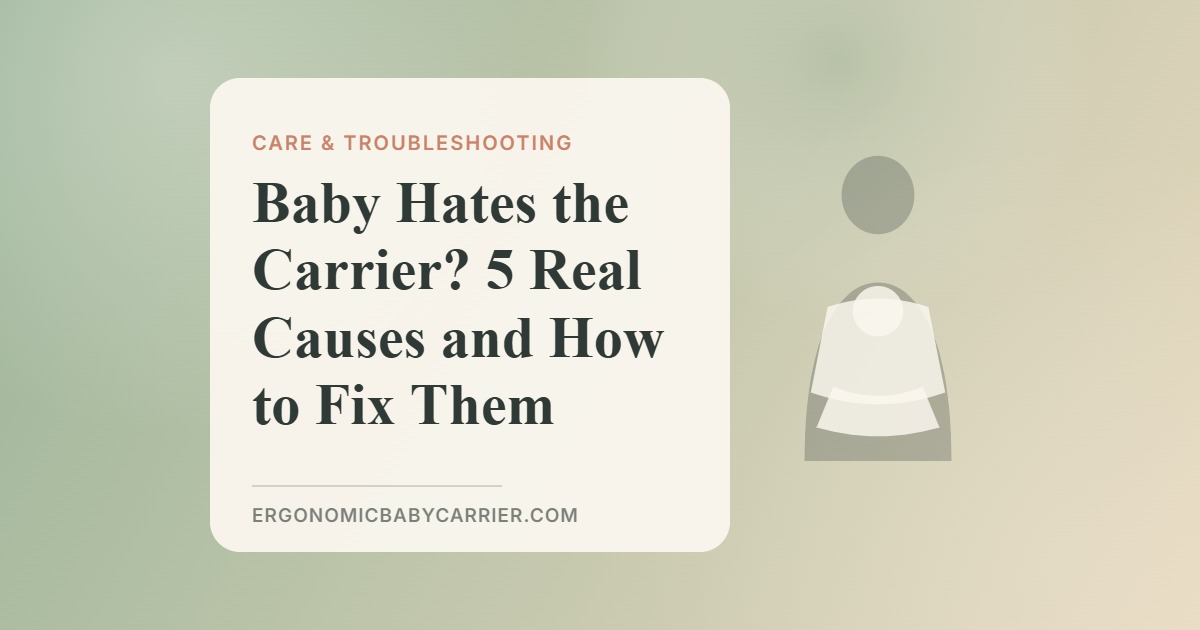 Baby Hates the Carrier? 5 Real Causes and How to Fix Them — illustrated guide cover, Ergonomic Baby Carrier